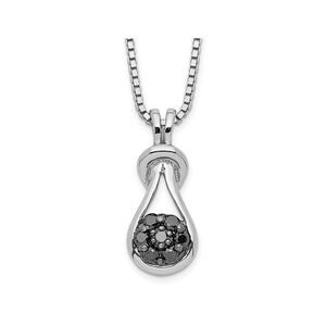 1/5 Carat (ctw) Black Diamond Love Knot Necklace Sterling Silver with Chain
